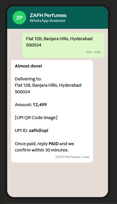 ZAFH Perfumes payment flow